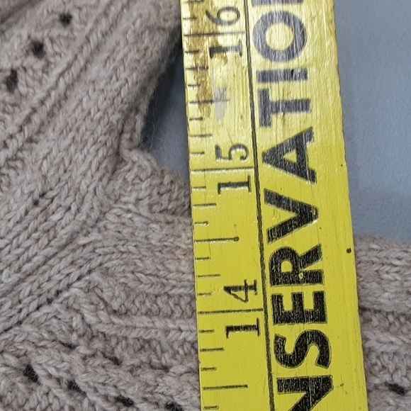 Pandemonium Angora Cotton Wool Blend Tan Deep V-Neck Sweater - Picture 4 of 8